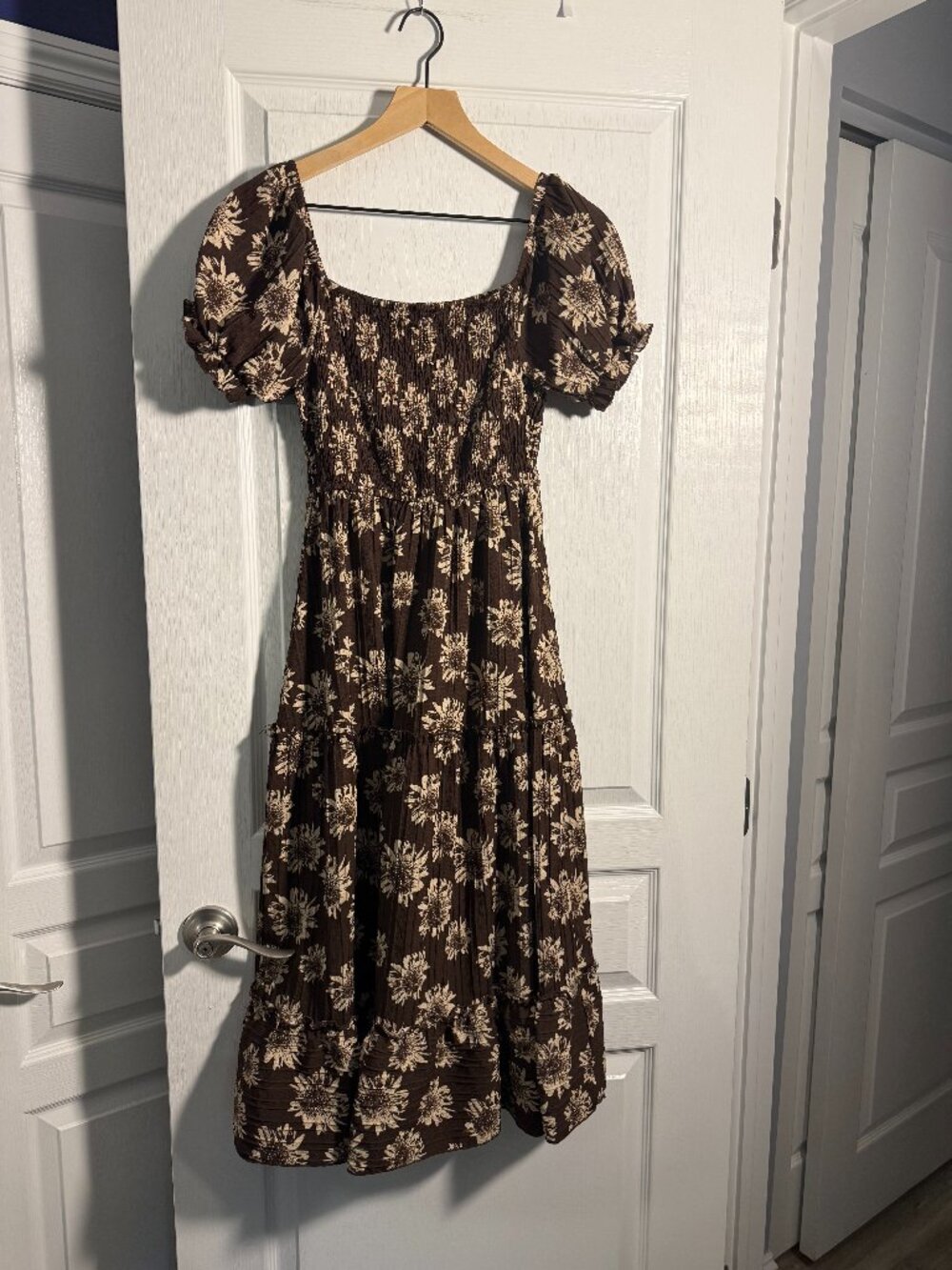 EUC - Cupshe - Chocolate Brown and Tan Tiered Maxi Dress - Size Small